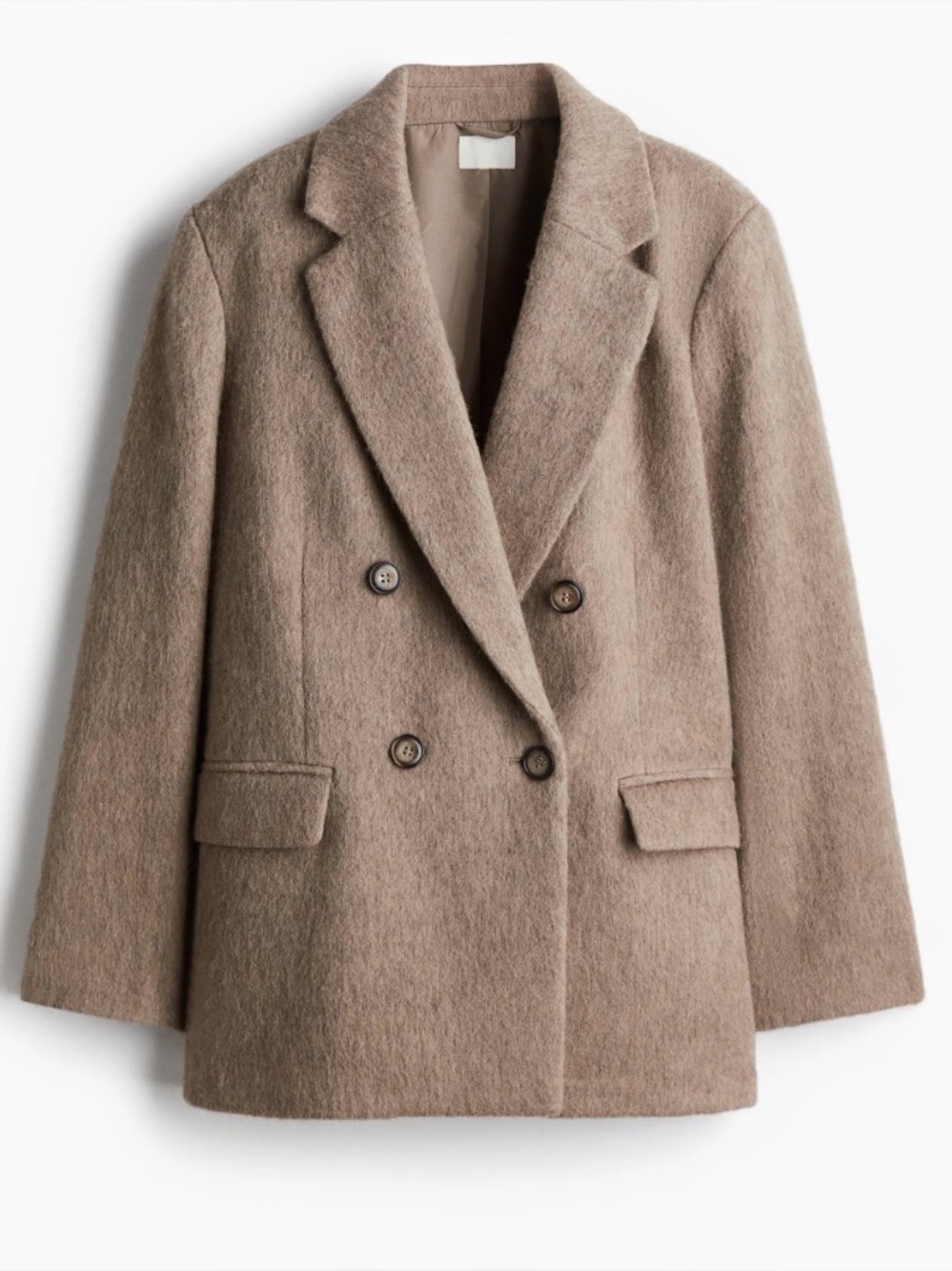 H&M Double-Breasted Taupe Blazer Coat